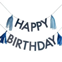 Mix It Up Blue Happy Birthday Tassel Bunting