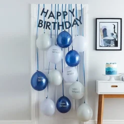 Mix It Up Blue Happy Birthday Balloon Door Kit