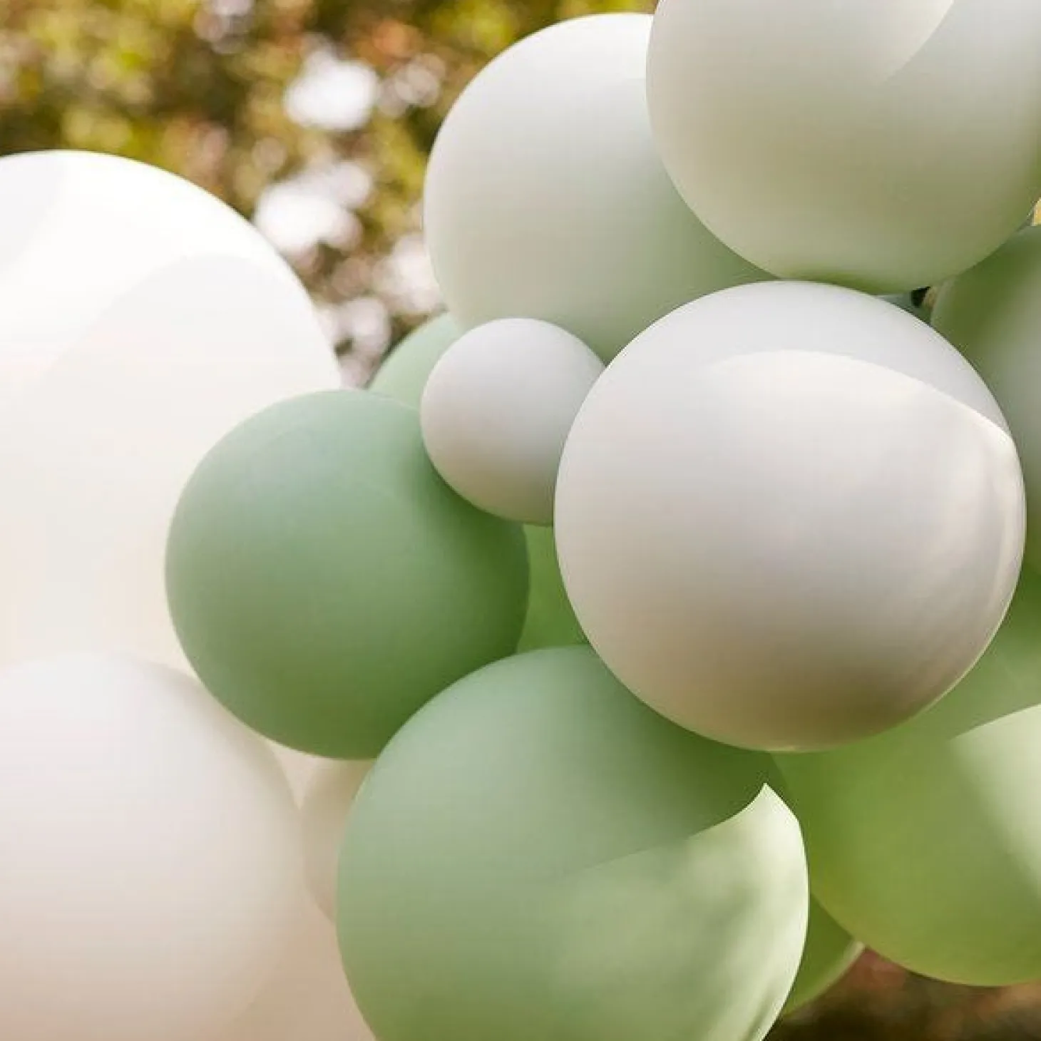 Mix It Up Mint Balloon Garland With Palm Spear Fans - 40 Balloons