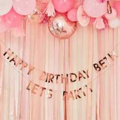 Mix It Up Rose Gold Personalised 'Happy Birthday' Paper Banner - 4M