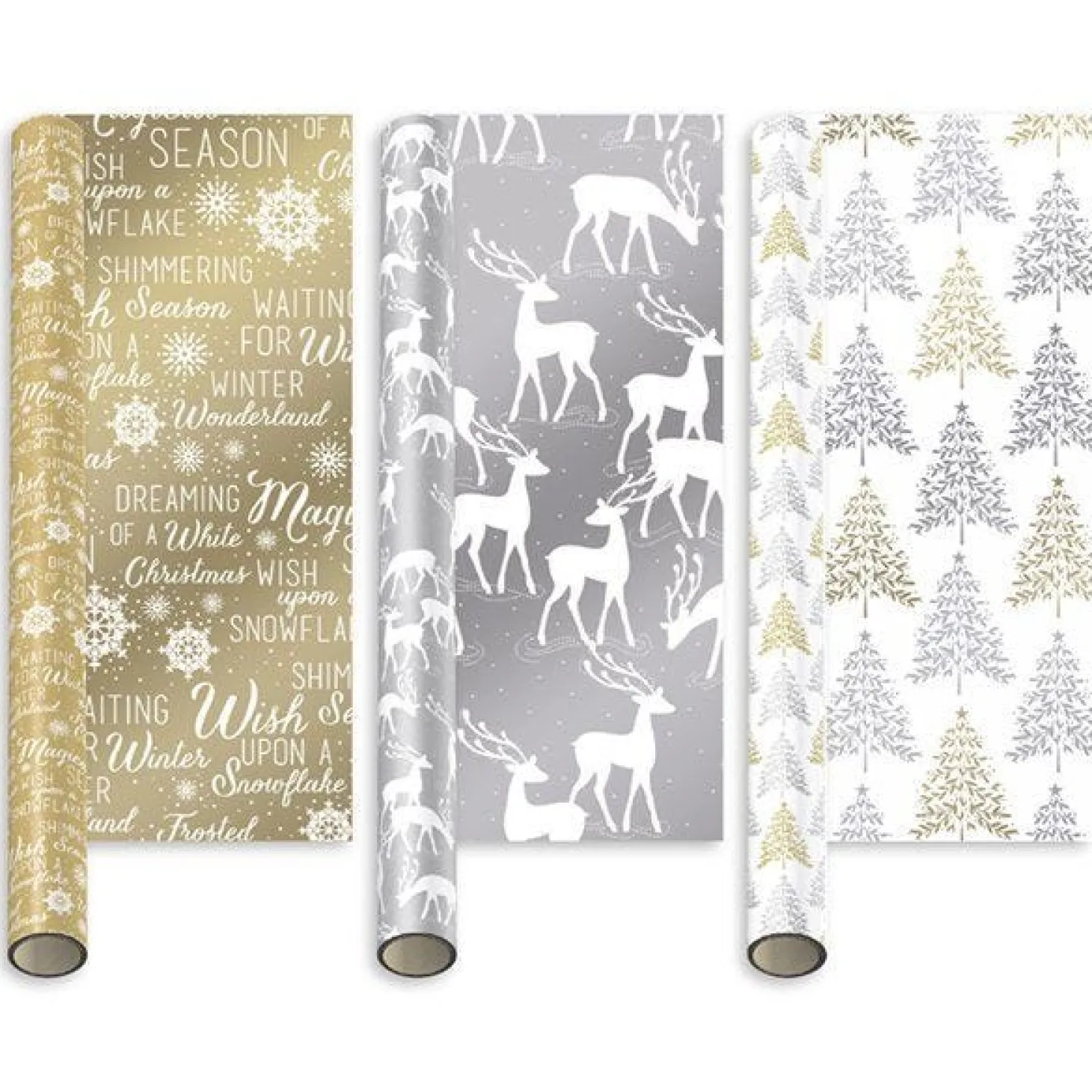 Mixed Metallic Christmas Gift Wrap - 4M