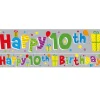 Multi Coloured 'Happy 10Th Birthday' Holographic Foil Banner - 2.6M