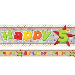 Multi Coloured 'Happy 5Th Birthday' Holographic Foil Banner - 2.7M