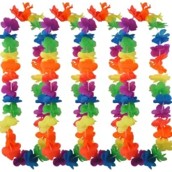 Multi Neon Rainbow Hawaiian Lei - 12 Pack (12Pk)