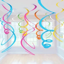 Multicoloured Hanging Swirls Decoration - 55Cm (12Pk)