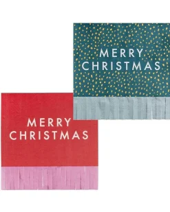 Multicoloured Merry Christmas Paper Napkins (16Pk)