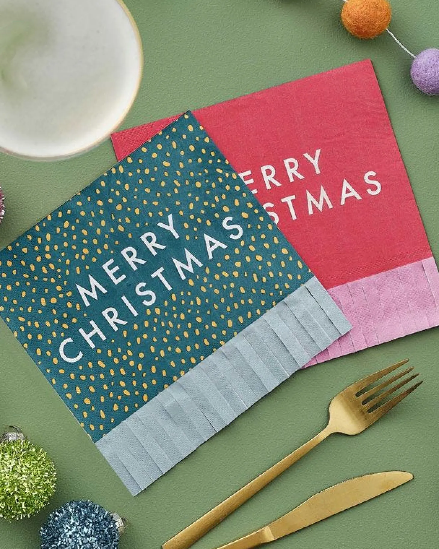 Multicoloured Merry Christmas Paper Napkins (16Pk)