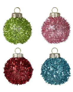 Multicoloured Tinsel Bauble Place Card Holders (4Pk)
