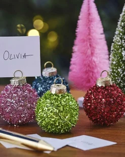 Multicoloured Tinsel Bauble Place Card Holders (4Pk)
