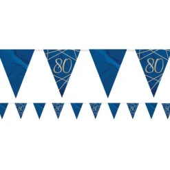 Navy & Gold Geode 80Th Birthday Paper Bunting - 3.7M