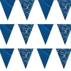 Navy & Gold Geode 50Th Birthday Paper Bunting - 3.7M