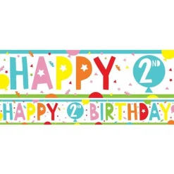 2Nd Birthday Paper Banners - 1M (3Pk)