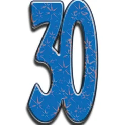 Number 30 Blue Cardboard Cutout - 176Cm X 99Cm