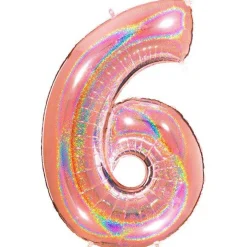 Number 6 Glitter Rose Gold Foil Balloon - 40"