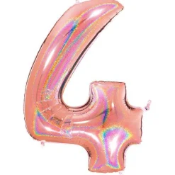 Number 4 Glitter Rose Gold Foil Balloon - 40"