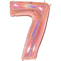 Number 7 Glitter Rose Gold Foil Balloon - 40"