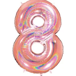 Number 8 Glitter Rose Gold Foil Balloon - 40"