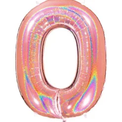 Number 0 Glitter Rose Gold Foil Balloon - 40"