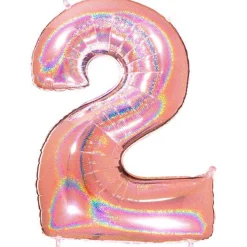 Number 2 Glitter Rose Gold Foil Balloon - 40"