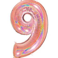 Number 9 Glitter Rose Gold Foil Balloon - 40"