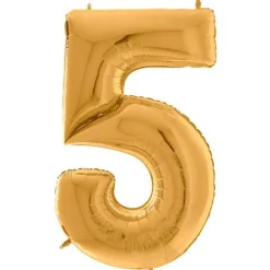 Number 5 Gold Foil Balloon - 64"