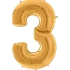 Number 3 Gold Foil Balloon - 64"