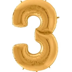 Number 3 Gold Foil Balloon - 64"