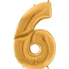 Number 6 Gold Foil Balloon - 64"