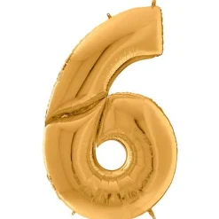 Number 6 Gold Foil Balloon - 64"