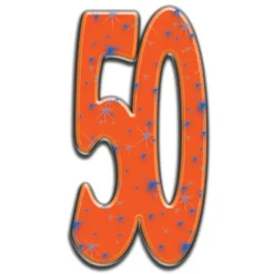 Number 50 Orange Cardboard Cutout - 181Cm X 95Cm