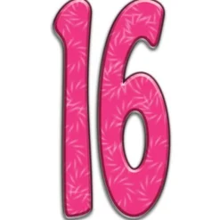 Number 16 Pink Cardboard Cutout - 173Cm X 92Cm