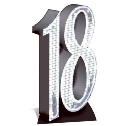 Number 18 Silver Cardboard Cutout - 176Cm X 100Cm