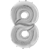 Number 8 Silver Foil Balloon - 64"