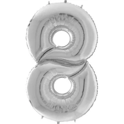 Number 8 Silver Foil Balloon - 64"