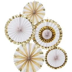 Oh Baby Gold Foiled Fan Decorations (5Pk)