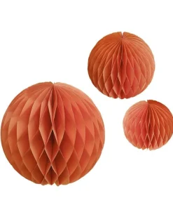 Orange Paper Honeycomb Hanging Decorations (3Pk)