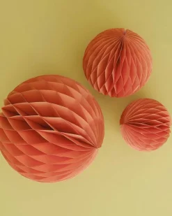 Orange Paper Honeycomb Hanging Decorations (3Pk)