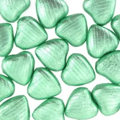 Pale Green Foil Chocolate Hearts X20