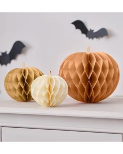 Paper Pumpkin Honeycomb Decorations (3Pk)