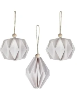 Paper Shaped Tree Decorations With Bead (3Pk)