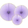 Pastel Lilac & Gold Paper Fans (3Pk)