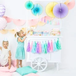 Pastel Lilac & Gold Paper Fans (3Pk)