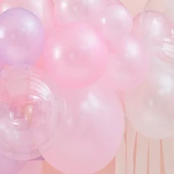 Pastel, Pearl & Ivory Balloon Arch With Streamers - 50 Balloons