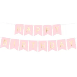 Pastel Pink & Gold Happy Birthday Banner - 1.7M