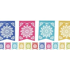 Patterned Multi Coloured Paper Bunting - 3.6M Mexican Decoration