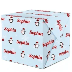 Penguin & Snowflake Christmas Personalised Wrapping Paper- 62 X 100Cm Sheet
