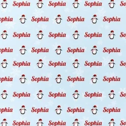 Penguin & Snowflake Christmas Personalised Wrapping Paper- 62 X 100Cm Sheet