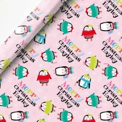 Penguin Sparkle Christmas Personalised Wrapping Paper - 62 X 100Cm Sheet