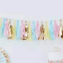 Pick & Mix Pastel & Gold Tassel Garland - 2M