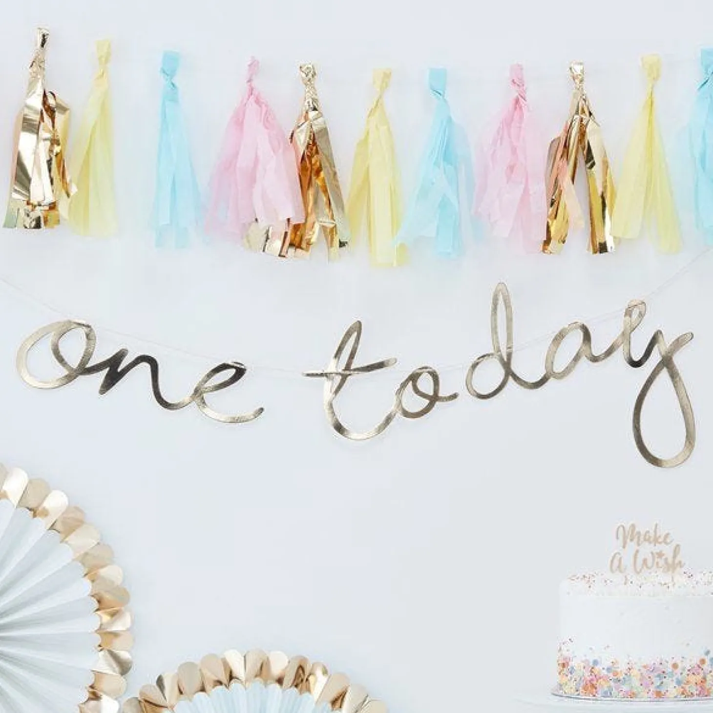 Pick & Mix Pastel Gold 'One Today' Banner - 1.5M